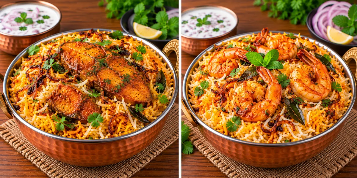 Fish & Prawns Biryani at Leela Imperial